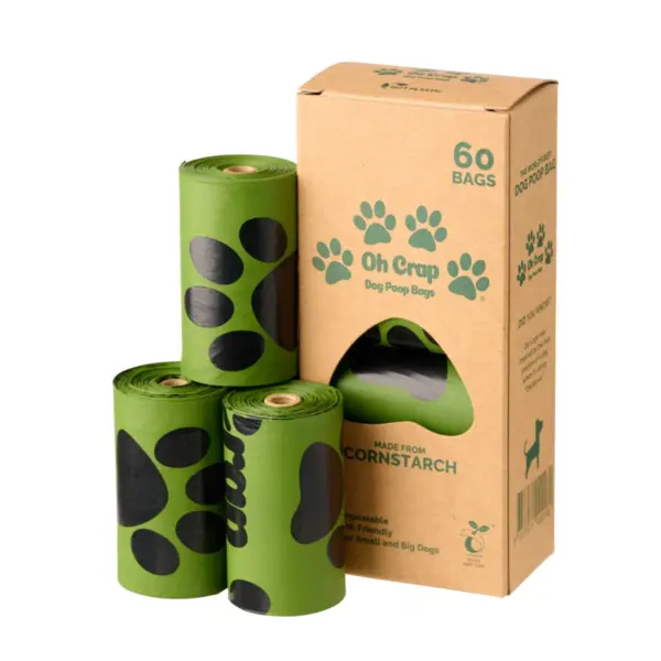 Oh Crap Compostable Dog Poop Bags - 4 Pack (60 Bags)