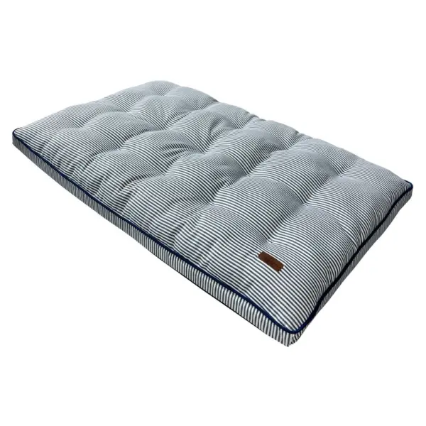 Luxury Dog Crate Mattress, Blue Denim Stripe
