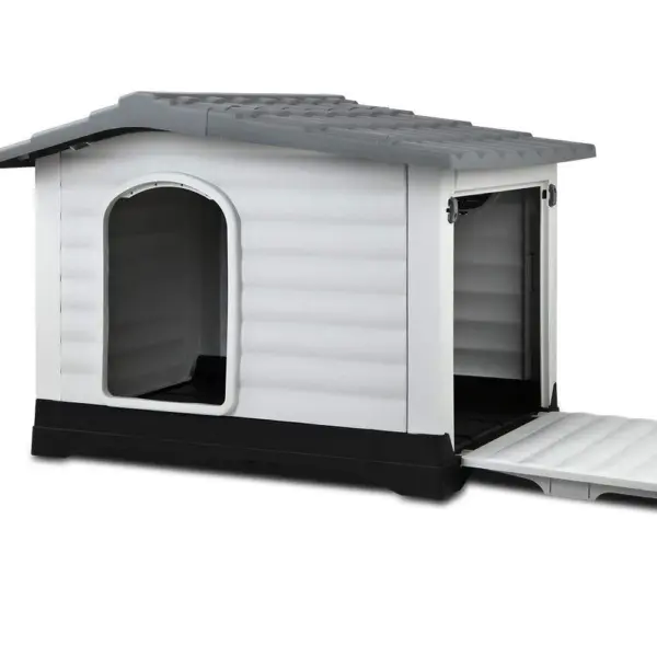 Outdoor Dual-Entry Dog House, Grey