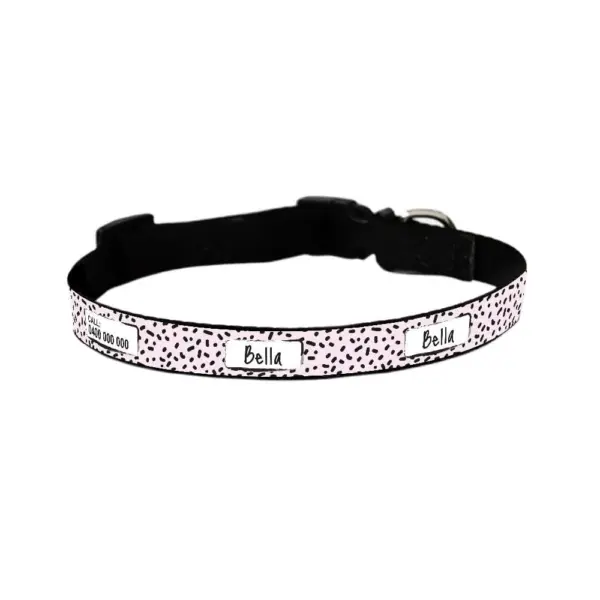 Personalised Dog Collar - Squiggle, Pink