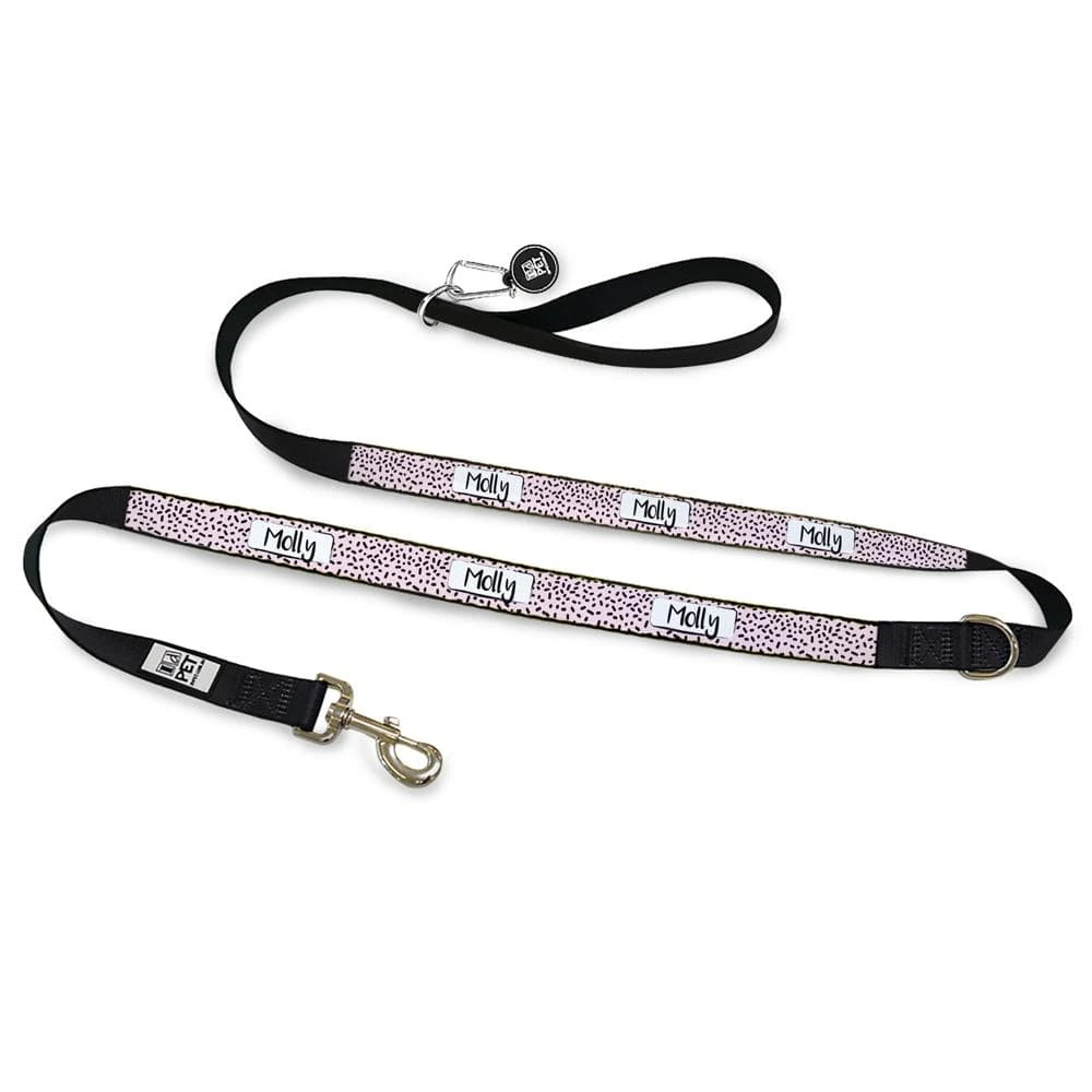 id-pet-dog-leash-personalised-dog-leash-squiggle-pink-13526787784807_2000x.webp Personalised Dog Leash - Squiggle, Pink - Image 1