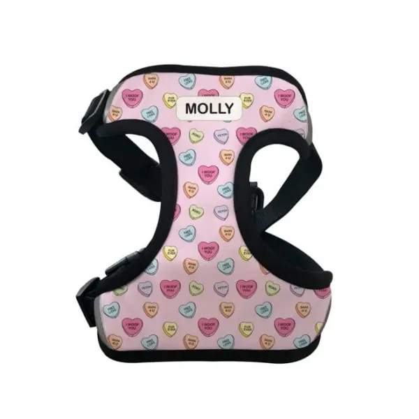 Personalised Pet Harness - Candy Hearts