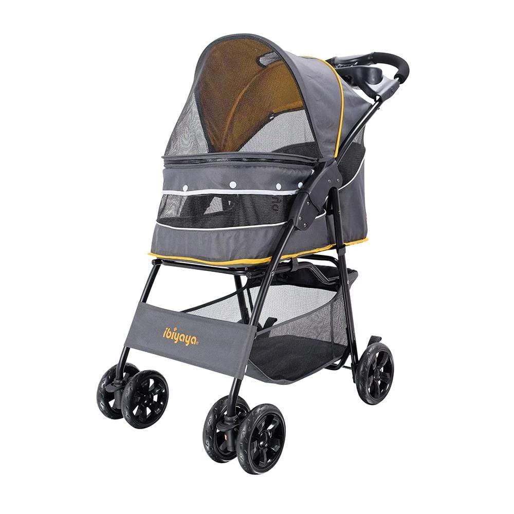 product_image_1761120414.webp Ibiyaya Cloud 9 Pet Stroller for Dogs & Cats, Mustard Yellow - Image 1